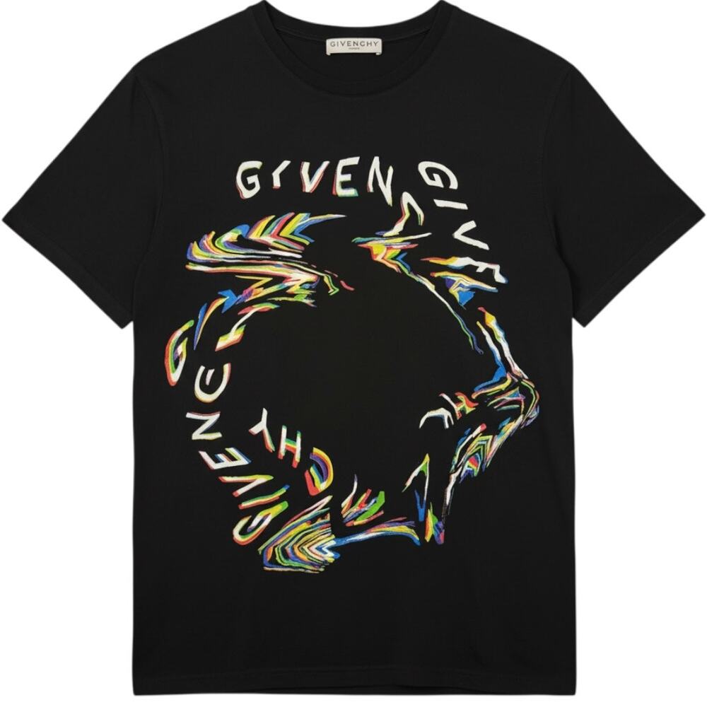 Givenchy Paris Glitch Printed Black Abstract Logo T-Shirt $595 Retail Luxury XS